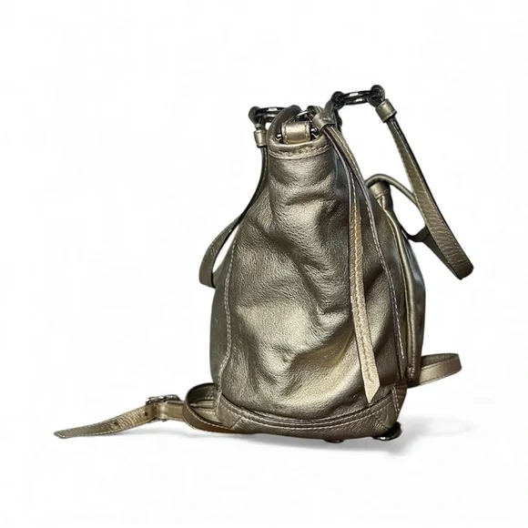 COACH Leah Large Metallic Gold Luxury Leather Satchel - Picture 6 of 12